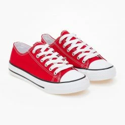 Αγορά 💯 The Fashion Project 👟 Sneakers πάνινα Basic με κορδόνια - Κόκκινο ❤️ -Sneakers Κατάστημα sneakers panina basic me kordonia 100860 2v1s