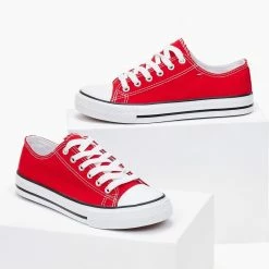 Αγορά 💯 The Fashion Project 👟 Sneakers πάνινα Basic με κορδόνια - Κόκκινο ❤️ -Sneakers Κατάστημα sneakers panina basic me kordonia 100860 zlj1