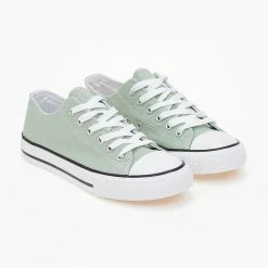 Best Pirce ⭐ The Fashion Project 👟 Sneakers πάνινα Basic με κορδόνια - Βεραμάν 👍 -Sneakers Κατάστημα sneakers panina basic me kordonia 100861 m0mb