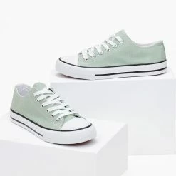 Best Pirce ⭐ The Fashion Project 👟 Sneakers πάνινα Basic με κορδόνια - Βεραμάν 👍 -Sneakers Κατάστημα sneakers panina basic me kordonia 100861 ogd8