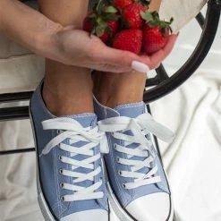 Προώθηση 🥰 The Fashion Project 👟 Sneakers πάνινα Basic με κορδόνια - Γαλάζιο 🥰