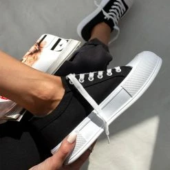 ΧΟΝΔΡΙΚΟ ΕΜΠΟΡΙΟ 😍 The Fashion Project 👟 Sneakers πάνινα με διπλή σόλα - Μαύρο 🎁 -Sneakers Κατάστημα sneakers panina me dipli sola 99916 9g4h