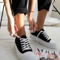 ΧΟΝΔΡΙΚΟ ΕΜΠΟΡΙΟ 😍 The Fashion Project 👟 Sneakers πάνινα με διπλή σόλα - Μαύρο 🎁