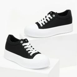 ΧΟΝΔΡΙΚΟ ΕΜΠΟΡΙΟ 😍 The Fashion Project 👟 Sneakers πάνινα με διπλή σόλα - Μαύρο 🎁 -Sneakers Κατάστημα sneakers panina me dipli sola 99916 u9zl