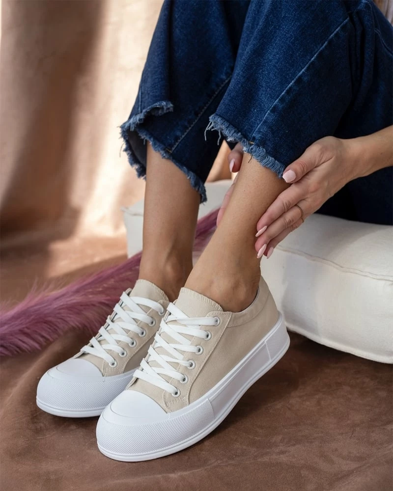 Ολοκαίνουργιο ✨ The Fashion Project 👟 Sneakers πάνινα με διπλή σόλα - Μπεζ 👍 6 Ολοκαίνουργιο ✨ The Fashion Project 👟 Sneakers πάνινα με διπλή σόλα - Μπεζ 👍 - Image 4