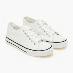 Εξοδος ⭐ The Fashion Project 👟 Sneakers πάνινα με κορδόνια - Λευκό ⌛ -Sneakers Κατάστημα sneakers panina me kordonia 105983 1hm7