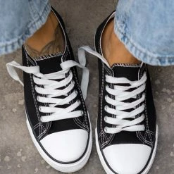 Αγορά 😀 The Fashion Project 👟 Sneakers πάνινα με κορδόνια - Μαύρο ⭐