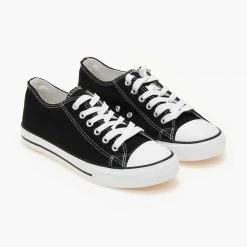 Αγορά 😀 The Fashion Project 👟 Sneakers πάνινα με κορδόνια - Μαύρο ⭐ -Sneakers Κατάστημα sneakers panina me kordonia 105984 93ki