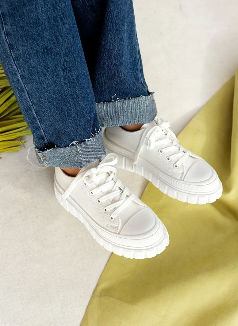 Εξοδος 🛒 The Fashion Project 👟 Sneakers πάνινα με σχέδιο στη σόλα - Λευκό 🛒 3 Εξοδος 🛒 The Fashion Project 👟 Sneakers πάνινα με σχέδιο στη σόλα - Λευκό 🛒