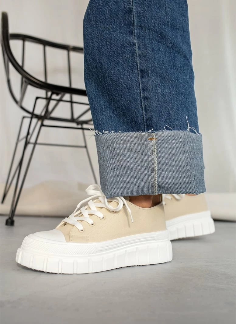 Εξοδος 🛒 The Fashion Project 👟 Sneakers πάνινα με σχέδιο στη σόλα - Μπεζ 😀 5 Εξοδος 🛒 The Fashion Project 👟 Sneakers πάνινα με σχέδιο στη σόλα - Μπεζ 😀 - Image 4