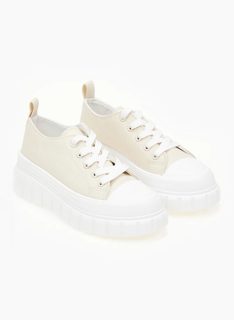 Εξοδος 🛒 The Fashion Project 👟 Sneakers πάνινα με σχέδιο στη σόλα - Μπεζ 😀 4 Εξοδος 🛒 The Fashion Project 👟 Sneakers πάνινα με σχέδιο στη σόλα - Μπεζ 😀 - Image 3