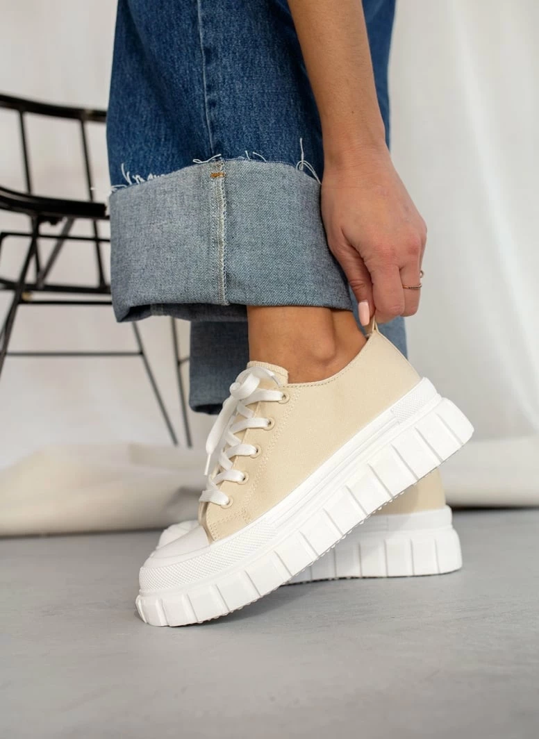 Εξοδος 🛒 The Fashion Project 👟 Sneakers πάνινα με σχέδιο στη σόλα - Μπεζ 😀 2 Εξοδος 🛒 The Fashion Project 👟 Sneakers πάνινα με σχέδιο στη σόλα - Μπεζ 😀