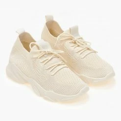 Η καλύτερη συμφωνία 😀 The Fashion Project 👟 Sneakers Slip On με πλεκτό σχέδιο - Μπεζ 🔔 -Sneakers Κατάστημα sneakers slilp on me plekto sxedio 101675 cumt