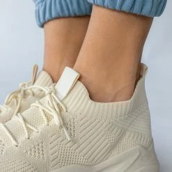 Η καλύτερη συμφωνία 😀 The Fashion Project 👟 Sneakers Slip On με πλεκτό σχέδιο - Μπεζ 🔔