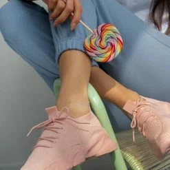 Το φθηνότερο 🔔 The Fashion Project 👟 Sneakers Slip On με πλεκτό σχέδιο - Ροζ ⭐