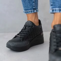 Τοπ 10 ⭐ Xti Footwear 👟 Sneakers Wedges δερματίνη με καπιτονέ σχέδιο Xti 140063 - Μαύρο ⌛ -Sneakers Κατάστημα sneakers wedges dermatini me kapitone sxedio xti 1 106380 zxw8