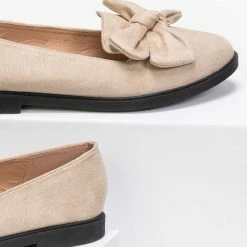 Συμφωνίες 👏 The Fashion Project Μπαλαρίνες Suede με φιόγκο - Μπεζ 👍 -Sneakers Κατάστημα suede mpalarines me fiogko 86072 gvyo