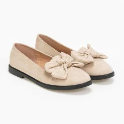 Συμφωνίες 👏 The Fashion Project Μπαλαρίνες Suede με φιόγκο - Μπεζ 👍 -Sneakers Κατάστημα suede mpalarines me fiogko 86072 wz04