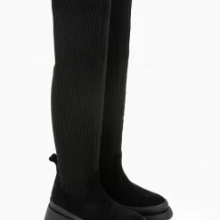 Εξοδος 😉 The Fashion Project Μπότες κάλτσα πάνω από το γόνατο - Μαύρο ✨ -Sneakers Κατάστημα suede mpotes kaltsa panw apo to gonato 96978 4dz1