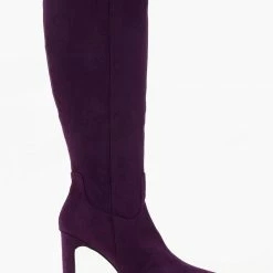 Ολοκαίνουργιο ⌛ The Fashion Project Μπότες Suede με φαρδύ τακούνι - Μωβ 🛒 -Sneakers Κατάστημα suede mpotes me fardu takouni 106095 l31s