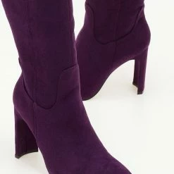 Ολοκαίνουργιο ⌛ The Fashion Project Μπότες Suede με φαρδύ τακούνι - Μωβ 🛒 -Sneakers Κατάστημα suede mpotes me fardu takouni 106095 nv8w