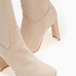 Νέος 🌟 The Fashion Project Μπότες Suede με φαρδύ τακούνι - Μπεζ ⭐ -Sneakers Κατάστημα suede mpotes me fardu takouni 95729 e9mv