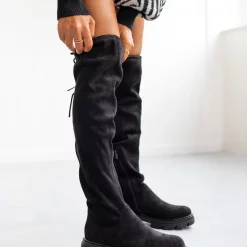 Εκπτωση 🧨 The Fashion Project Μπότες Suede πάνω από το γόνατο - Μαύρο 🔔