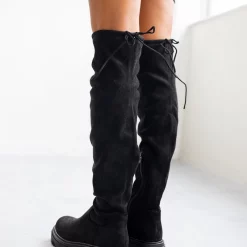 Εκπτωση 🧨 The Fashion Project Μπότες Suede πάνω από το γόνατο - Μαύρο 🔔 -Sneakers Κατάστημα suede mpotes panw apo to gonato 95646 wt1