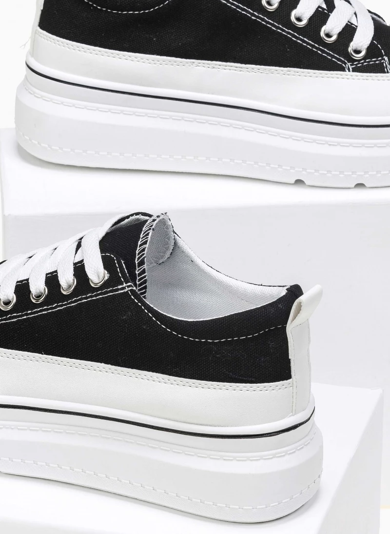 Ολοκαίνουργιο 🎉 The Fashion Project 👟 Sneakers πάνινα με εφέ ραφές - Μαύρο 👍 7 Ολοκαίνουργιο 🎉 The Fashion Project 👟 Sneakers πάνινα με εφέ ραφές - Μαύρο 👍 - Image 5