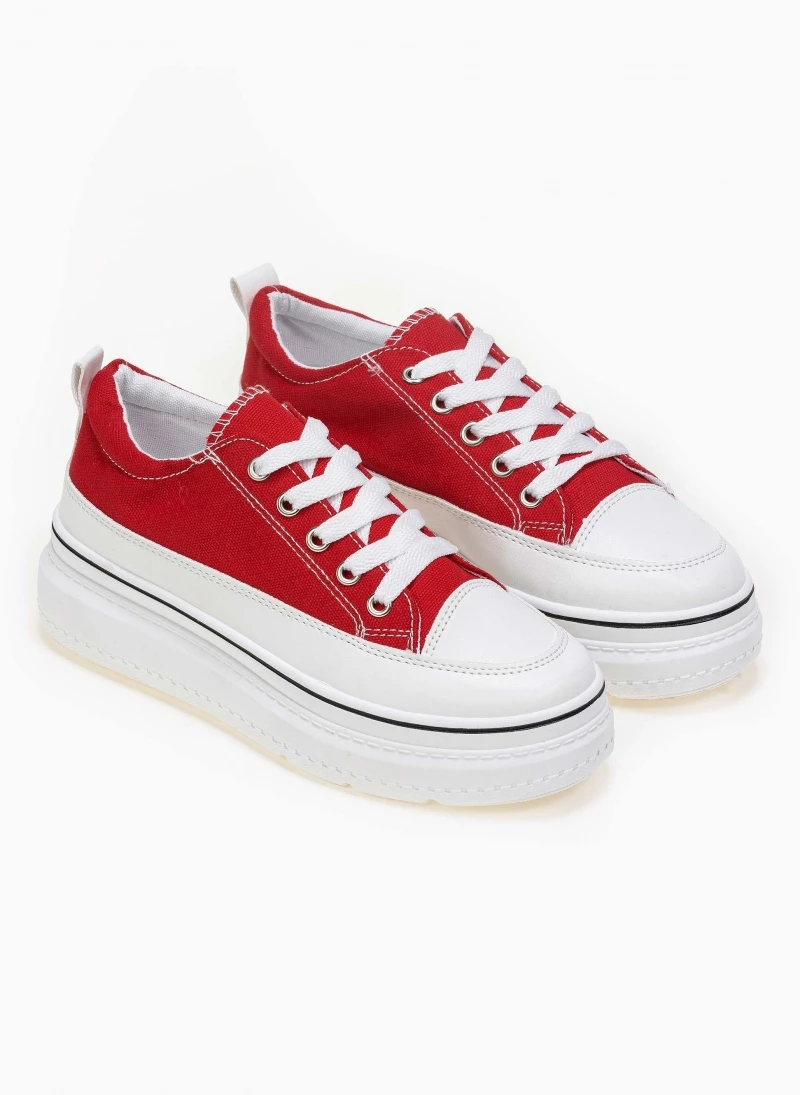 Αγορά 🧨 The Fashion Project 👟 Sneakers πάνινα με εφέ ραφές - Κόκκινο 🌟 4 Αγορά 🧨 The Fashion Project 👟 Sneakers πάνινα με εφέ ραφές - Κόκκινο 🌟 - Image 2