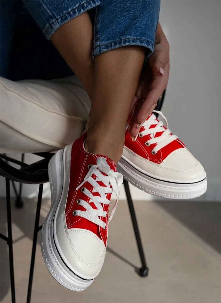 Αγορά 🧨 The Fashion Project 👟 Sneakers πάνινα με εφέ ραφές - Κόκκινο 🌟 6 Αγορά 🧨 The Fashion Project 👟 Sneakers πάνινα με εφέ ραφές - Κόκκινο 🌟 - Image 4