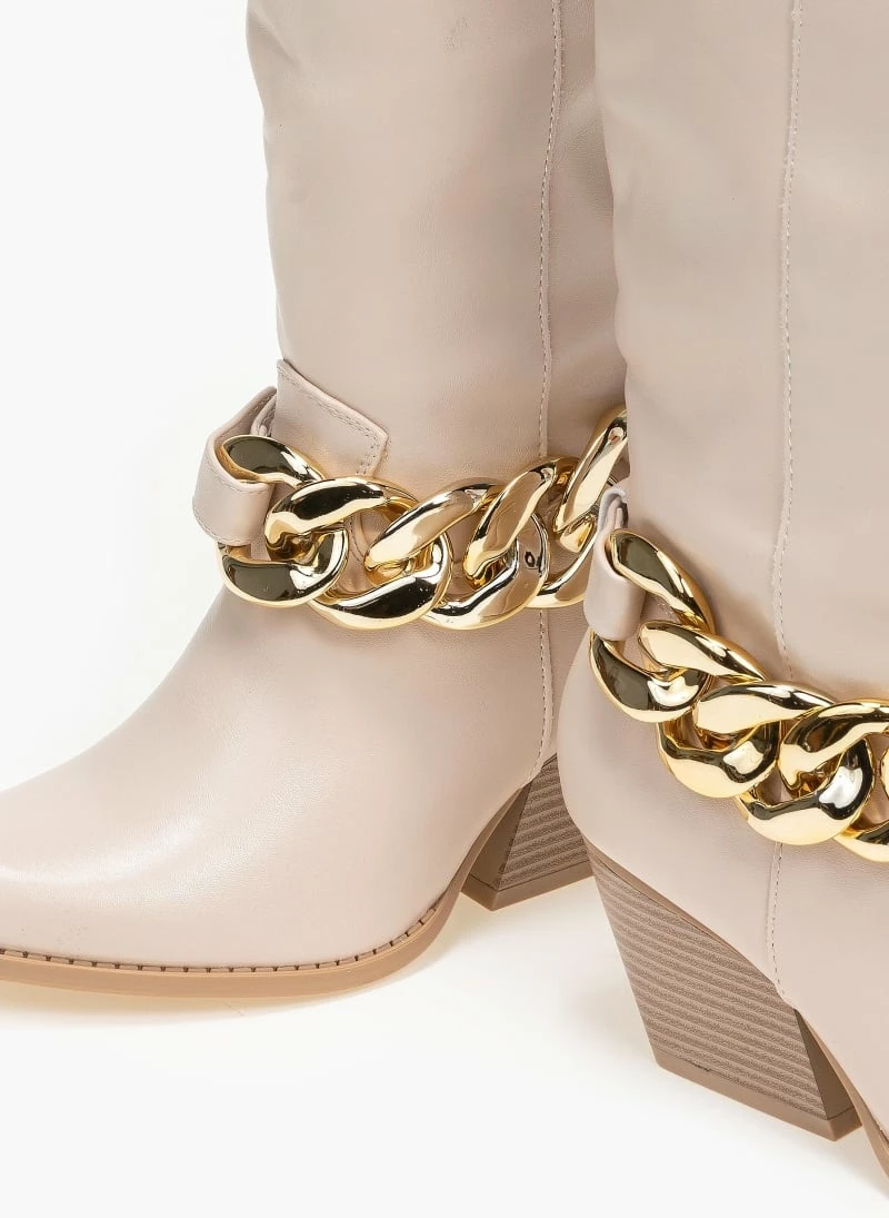 Ολοκαίνουργιο 🔥 The Fashion Project Μπότες Western με αλυσίδα - Μπεζ 👏 5 Ολοκαίνουργιο 🔥 The Fashion Project Μπότες Western με αλυσίδα - Μπεζ 👏 - Image 3