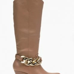 Ολοκαίνουργιο ✨ The Fashion Project Μπότες Western με αλυσίδα - Ταμπά 🌟